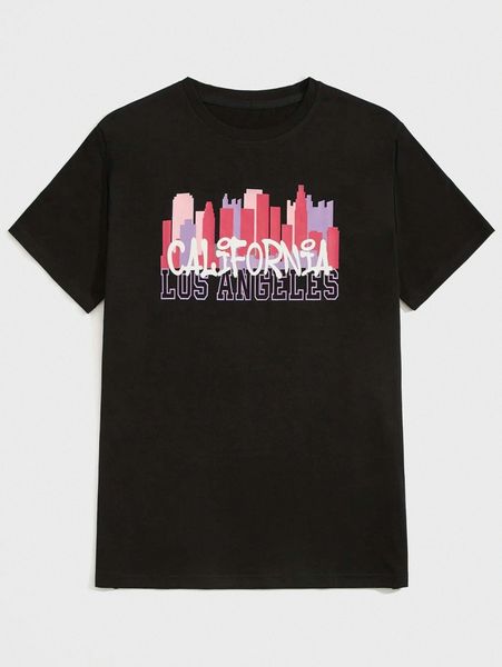 

romwe guys letter graphic tee s5x8#, White;black
