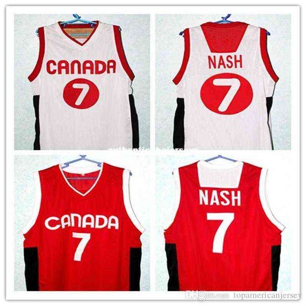 Steve Nash #7 Takım Kanada Basketbol Forması Yeni Kırmızı Beyaz - Herhangi bir boyut tüm isim ve numaralar dikişli retro gerilemeler