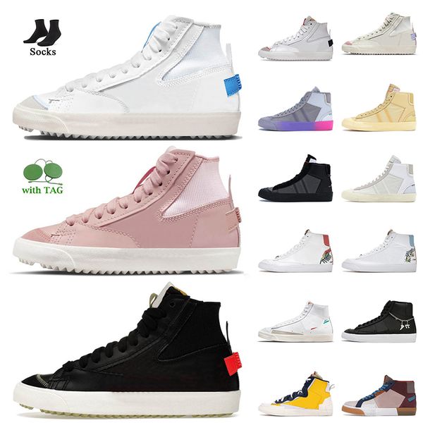 

blazer mid 77 vintage designer casual shoes multi white university blue pink oxford grim reaper all hallows eve women mens high flat trainer, Black