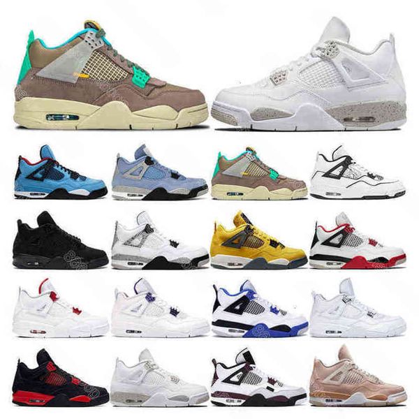 

with box mens basketball shoes 4s women university blue white oreo black cat cement fire red thunder sports sneakers trainers
