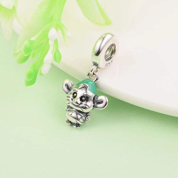 

authentic 925 sterling silver beads mouse dangle charms fits european pandora style jewelry bracelets & necklace diy gift for women, Black