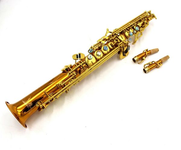

pro use copper straight soprano saxophone gold lacquered two necks