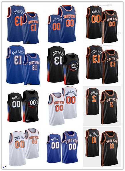 

75th custom jersey new york''knicks''men women youth 13 evan fournier 11 wayne selden 2 miles mcbride 45 jericho sims ba, Black;red