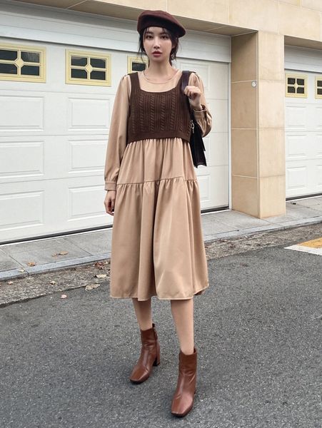 

dazy tank knit & puff sleeve dress f9tu#, White;black