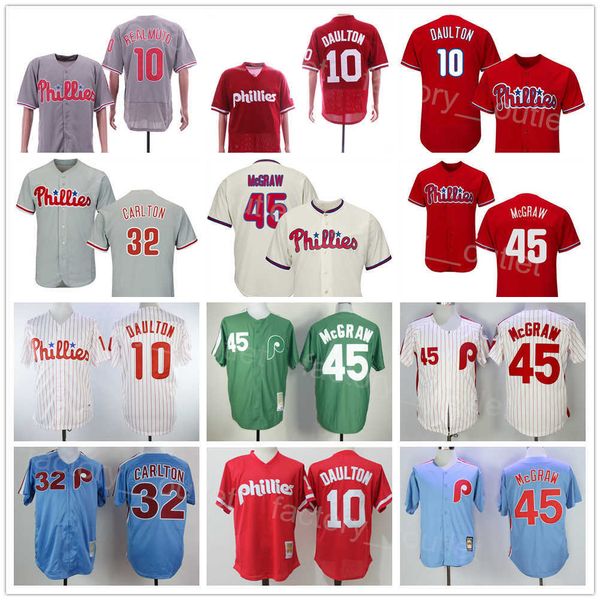 

1983 retro throwback baseball 32 steve carlton jersey men 10 darren daulton 8 juan samuel 45 tug mcgraw vintage 1921 1983 all stitched white, Blue;black