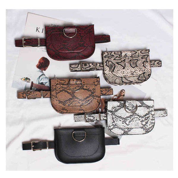 

women waist pack serpentine fanny pack pu leahter waist bag famal fashion snake skin waist belt female purse 220429