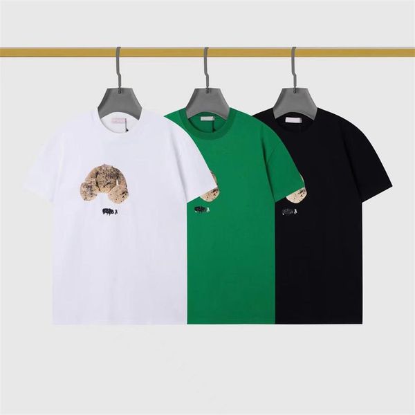

2022 women's t-shirt europe and the united states in spring and summer new haute couture round neck pure cotton printing trend couples, White
