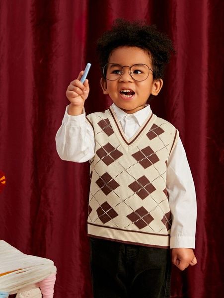 

toddler boys argyle pattern sweater vest she01, Blue