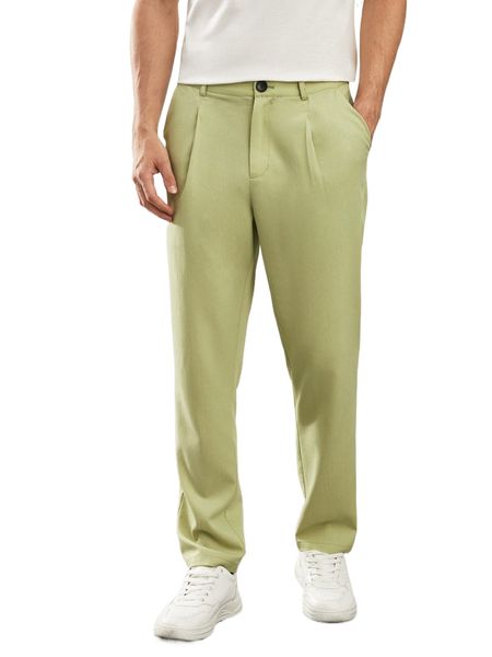 

men slant pocket fold pleated tailored pants f1sy#, Black