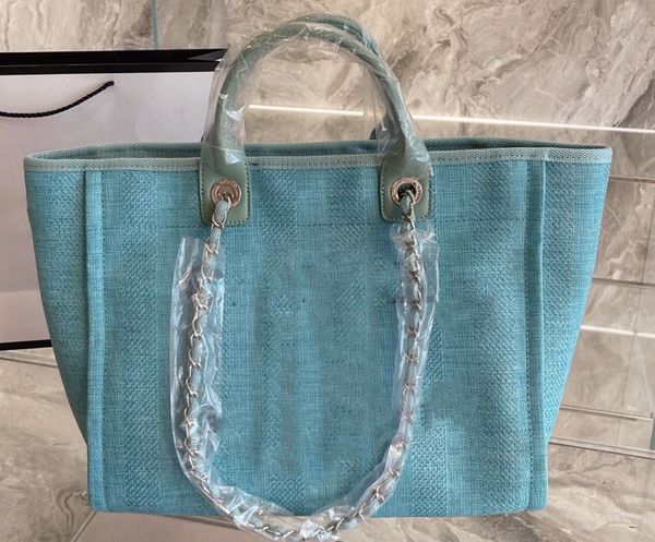 

designer brand handmade straw beach bag classic atmosphere fashion embroidered letter chain shopping bag