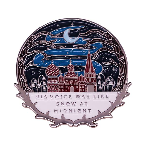 

his voice was like snow at midnight brooch pins badge, Blue
