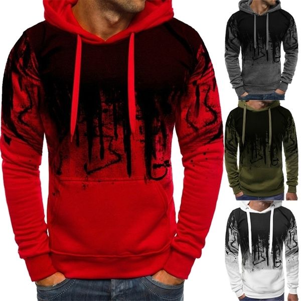 

men's autumn and winter fashion camouflage sweatshirts long sleeved hoodies casual sports hooded coat 220325, Black