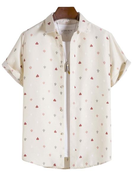 

men playing card print shirt without tee 24v9#, White;black