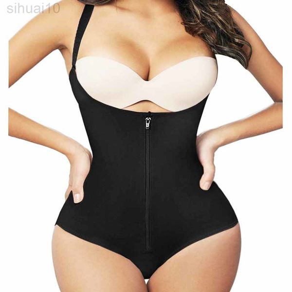 Kauçuk lateks briefer firma karın kontrol gövdesi şekillendiricileri kadınlar giyim shapewear underbust korse fermuar bodysuit kılıf bel antrenörü l220802