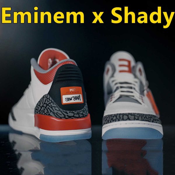 

jumpman 3 3s men basketball shoes eminem x shady pe halftime show slim fire red super bowl marshall bruce mathers iii mens women trainers, Black
