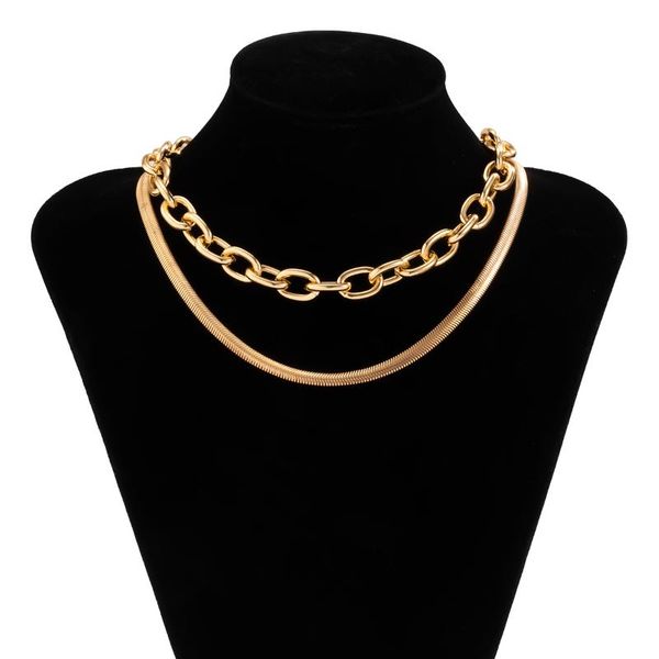 

chokers neo gothic snake chain necklace for women steampunk gold color double layer neck choker jewelry accessories 2022, Golden;silver