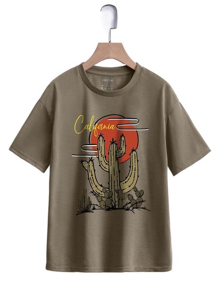 

cactus & letter graphic tee c9mg#, White
