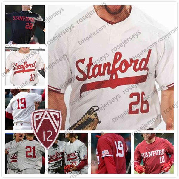 

ncaa stanford cardinal #5 austin kretzschmar 19 will matthiessen 26 erik miller 37 kyle stowers white red gray black 2019 baseball jersey