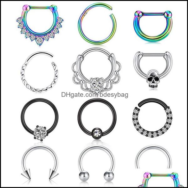 Bauchketten Ringe Nasenring Hufeisen 16G Edelstahl Knorpel Ohrringe Hoop Helix Tragus Septum Piercing Jewerly Drop Bdesybag Dhykt