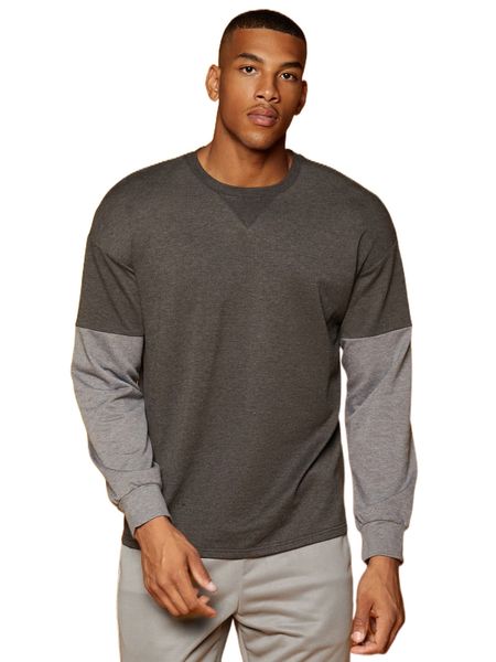 

men colorblock drop shoulder sweatshirt z9qw#, Black