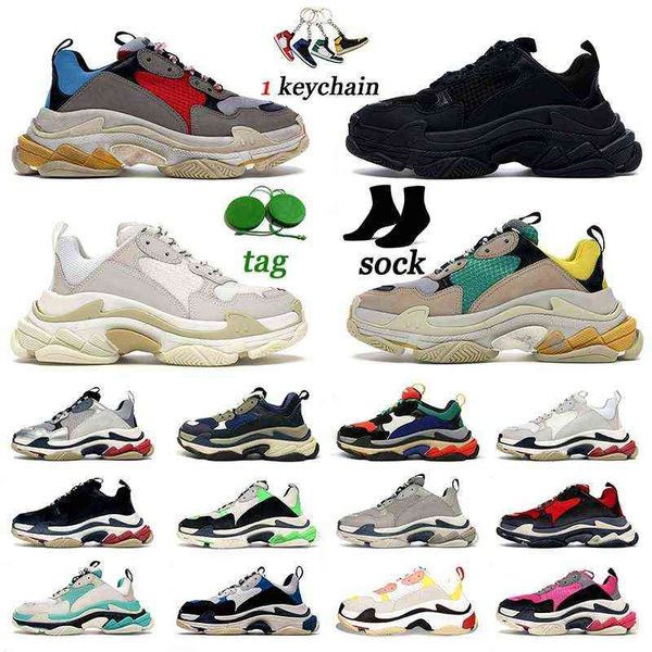 

paris triple s men's women's casual shoes luxury designer platform sneakers for men women black white vintage boots tennis trainer, Black;blue
