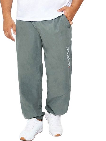 

extended sizes men letter graphic carrot pants 79hj#, Black