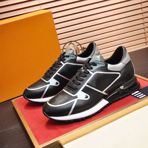 

level brand designer men trend sports shoes embossed leather wearproof flat soled casual climbing running trainers man low cut platform snea, Black