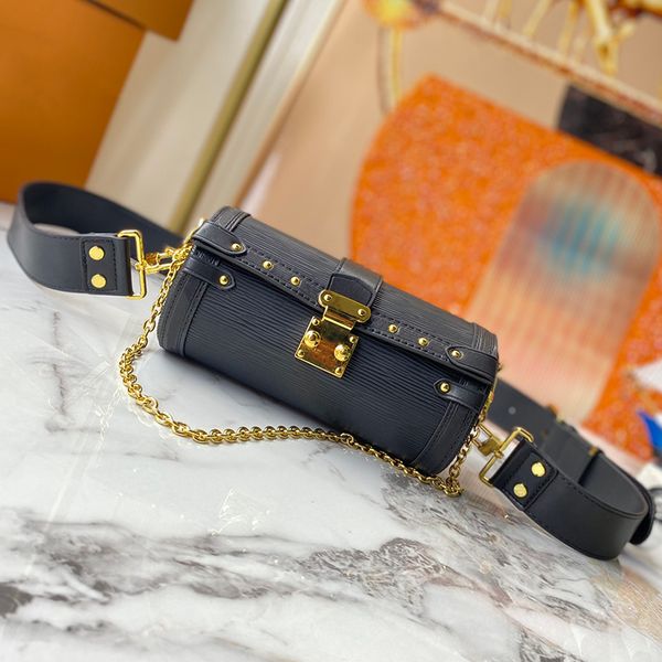 

papillon designer bags trunk shoulder bags genuine leather crossbody bag with s-lock chain tote bags women rivet pillow handbag travel adjus