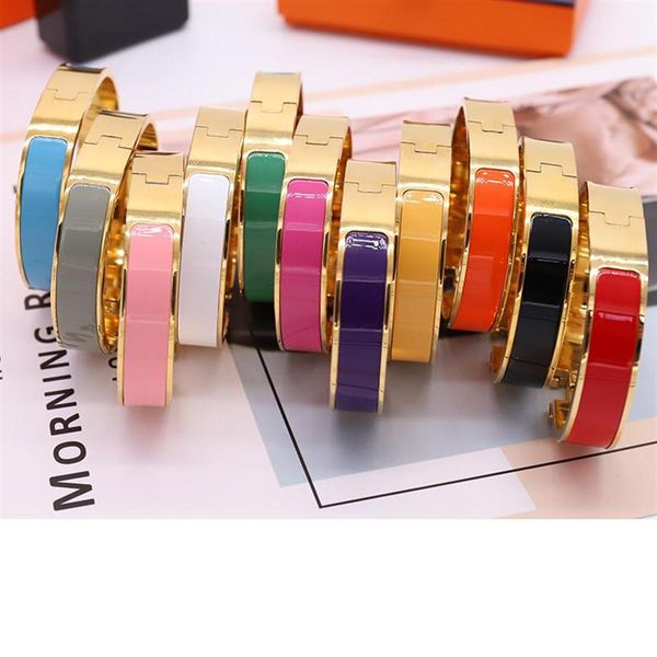 

316l titanium steel enamel rainbow woman bangle bracelet rose gold love letter bracelet with box208e, Black