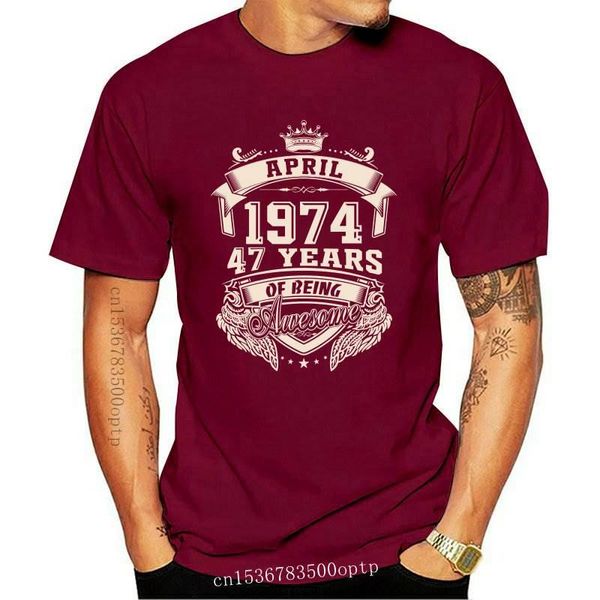 Мужские футболки мужская одежда Custom Logo в апреле 1974 г. 47 лет стала потрясающей футболкой Негабаритная хлопковая экипаж.