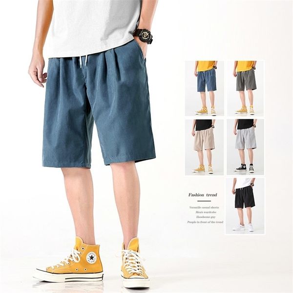 

45kg100kg simple design loose cool men's korean fashion summer shorts daily casual drawstring waist bermudas shorts 4xl 5xl 210412, White;black