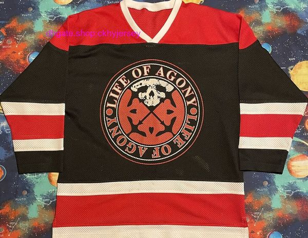 

stitched rare vintage life of agony lost at 22 hockey jersey mens kids throwback jerseys, Black