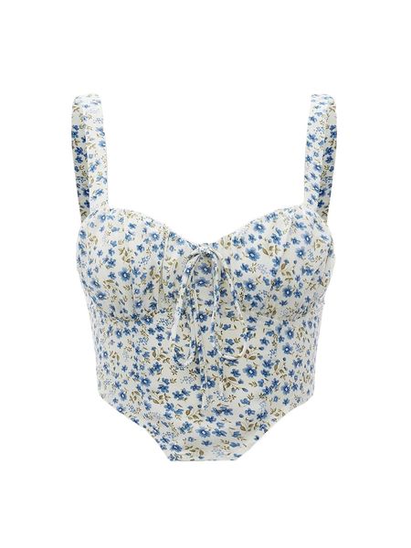 

ditsy floral print tie front cami m2wk#, White