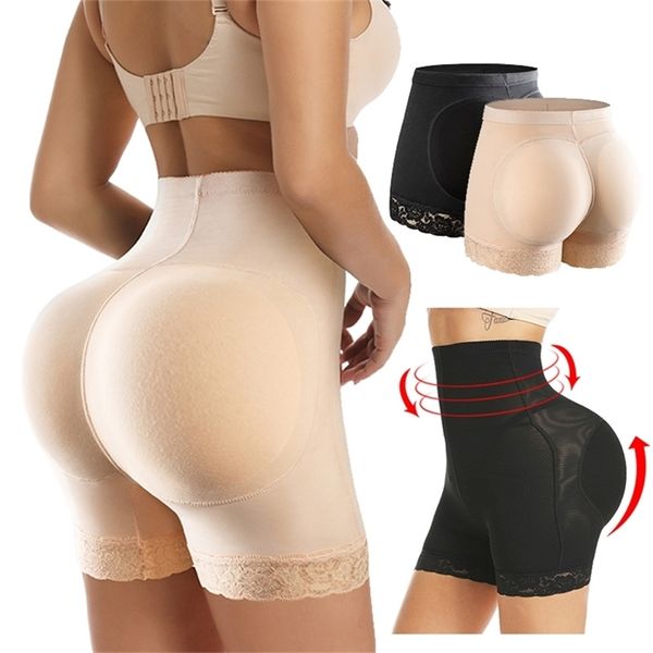 Donne a vita alta in pizzo Butt Lifter Body Shaper Tummy Control Mutandine Boyshort Pad Shorts Hip Enhancer Shapewear 220708