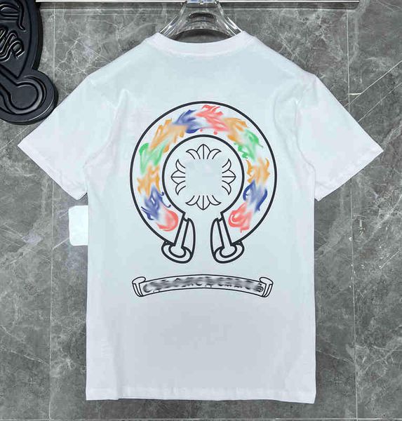 

fashion classic t shirts mens luxury letter ch t-shirt designers horseshoe sanskrit cross pattern tshirt summer tees women clothing short s, White;black