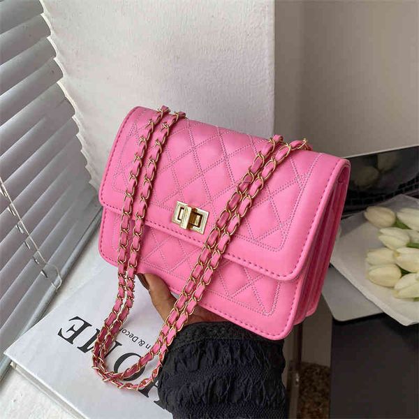 

simple bag 2022 new spring fashion chain shoulder lingge embroidery thread slung joker square