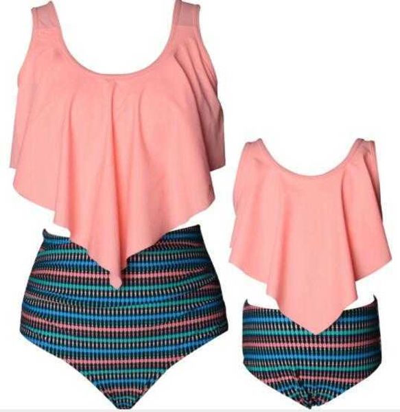 

2020 popular split swimwear women's high waisted bikini with ruffles parent-child swim wear bikini set yakuda flexible stylish sports o