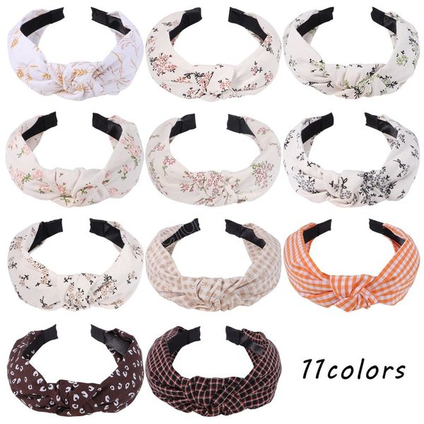 

spring summer fashion women knot hairbands for girls wide plaid print hair hoop headbands headwear hair accessories, Slivery;white