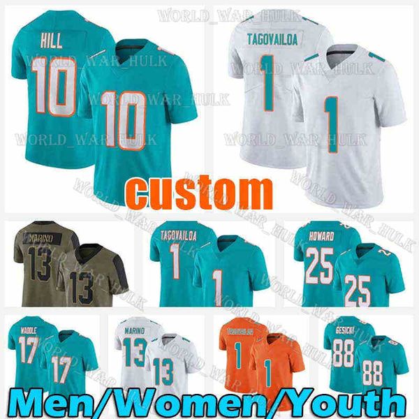 

1 tua tagovailoa jersey 10 tyreek hill football jerseys 17 jaylen waddle 5 teddy bridgewater 13 dan marino 25 xavien howard devante parker m, Black;red