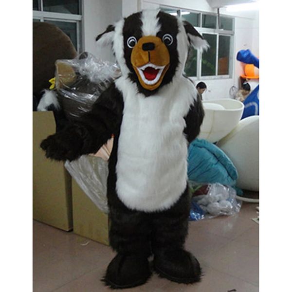 

performance long plush dog mascot costumes halloween christmas animal cartoon character outfits suit advertising carnival adults outfit, Red;yellow