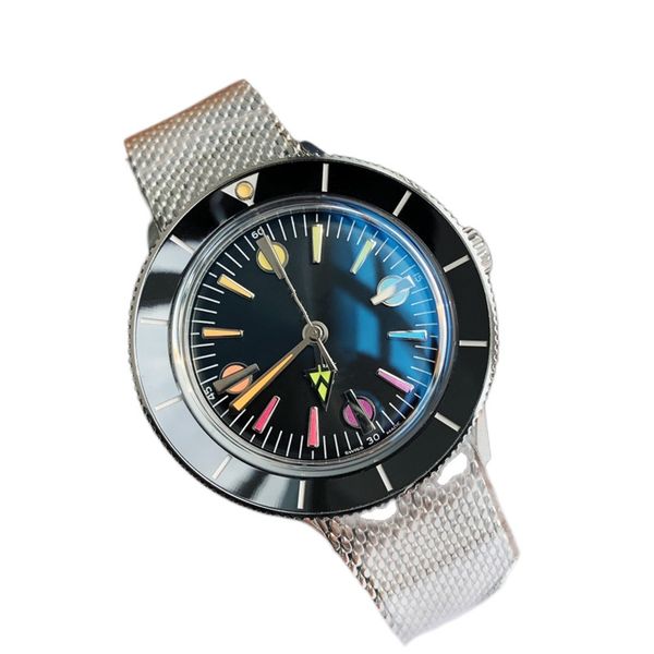

fashion men's watch 42mm nylon strap designer multifunction automatic mechanical business sapphire crystal water resistant chronograph, Slivery;brown