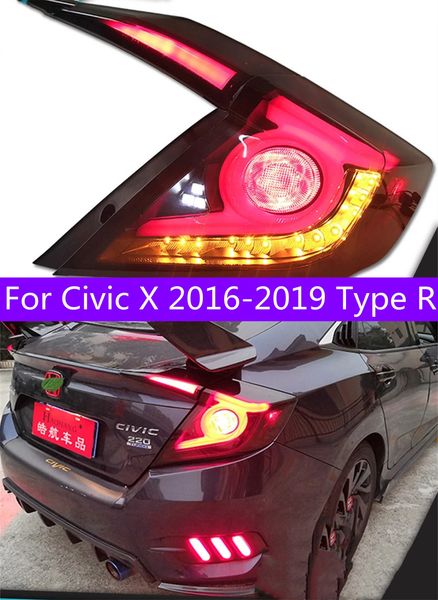 Estilo de carro para luzes traseiras civic x 20 16-20 19 Novo Hatchback de luz traseira do tipo Civic Type R.