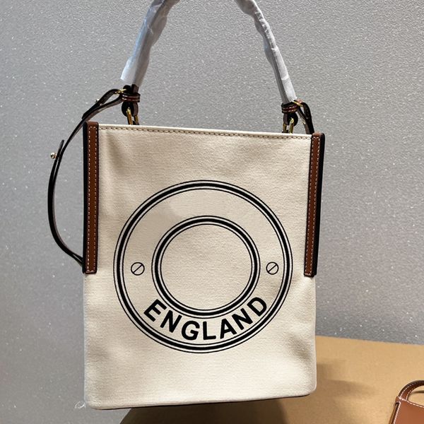 

england style bucket bag tote shoulder bags canvas leather crossbody handbags women letter detachable change wallet cell phone pocket adjust