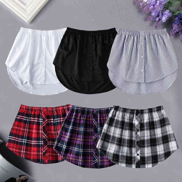 

women shirt extenders adjustable fake skirts girls shirt tail blouse hem mini skirt woman fake underskirt girls y220426, Black
