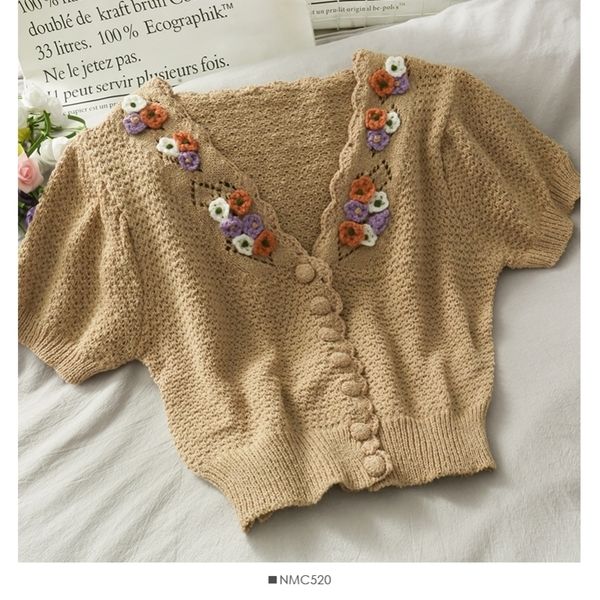 

autumn retro flower singlebreasted cardigan sweater women y200910, White;black