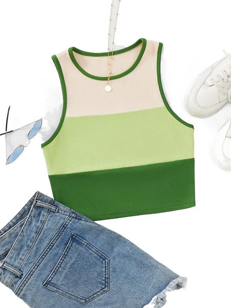 

color block contrast binding tank q2gr#, White