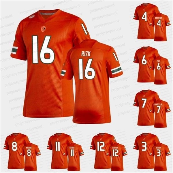 Uf CeoMit Miami Hurricanes Neue Fußballuniformen Orange Premier Jersey Al Blades Jr. Ray Lewis Michael Irvin Sean Taylor Cam'Ron Harris Cameron