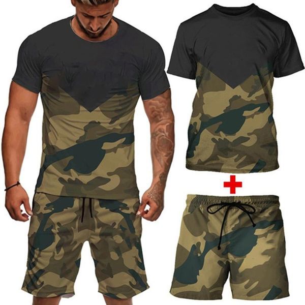 

men's t-shirts summer camo t-shirt shorts sets camouflage tactical shirt pants men quick dry combat tee for outdoor hiking huntingmen&, White;black