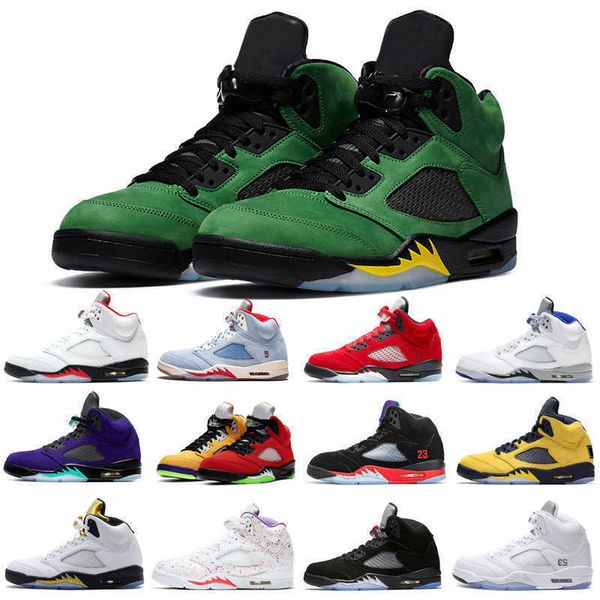 

mens 5s basketball shoes 5 stealth 2.0 raging bull muslin space jam bred blue red suede metallic silver black sports sneakers trainers