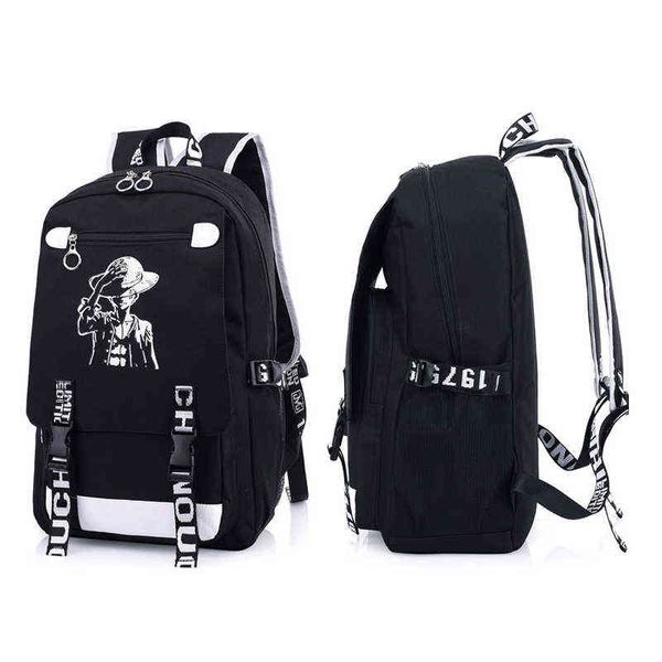 Zaini Anime One Piece Rufy Borse per cartoni animati unisex di alta qualità Zaini per laptop Mochila per adolescenti Borsa a tracolla doppia